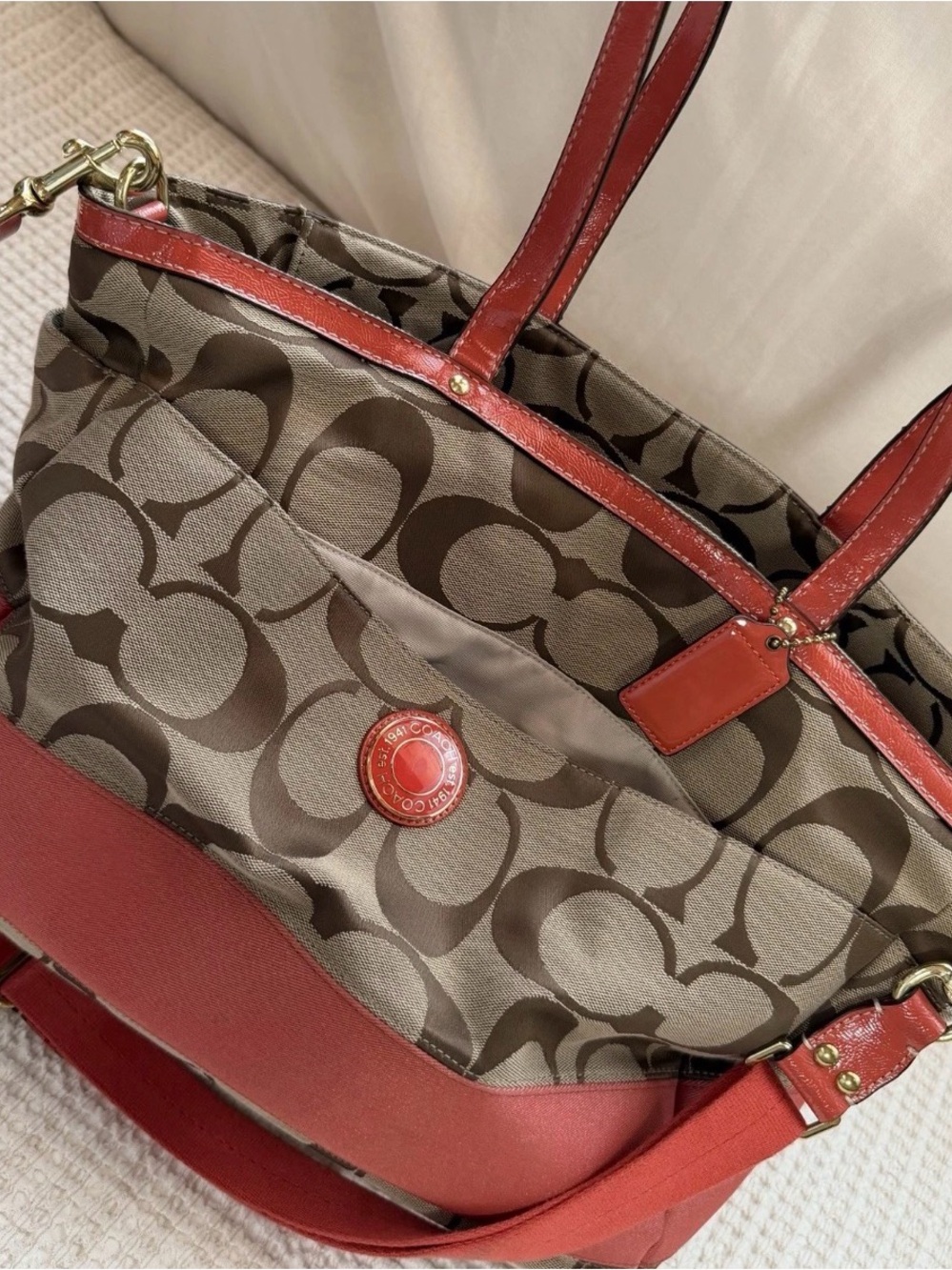 Coach Brown Signature Diaper Bag